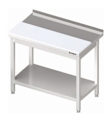 Pracovní stůl s polyetylénovou deskou a policí 1300x600x850 mm (svařovaný)