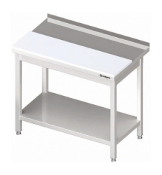 Pracovní stůl s polyetylénovou deskou a policí 1600x600x850 mm (montovaný)