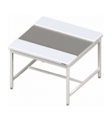 Nerezový stůl s dvěma polyetylenovými deskami 1300x1400x850 mm (svařovaný)